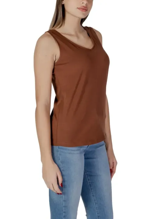 Braunes ärmelloses Tanktop mit V-Ausschnitt