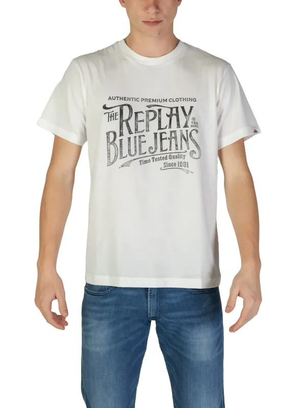 Replay T-Shirt mit blauem Logo aus Baumwolle Replay T-Shirt mit blauem Logo aus Baumwolle
