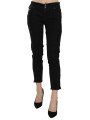 Jeans & Pants Chic Black Mid Waist Slim Cropped Jeans 350,00 € 8033983677015 | Planet-Deluxe