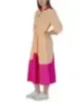 Pfirsich magenta Farbblock A-Linie Kleid