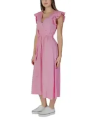 Pinkes B.young Midikleid mit Schleife
