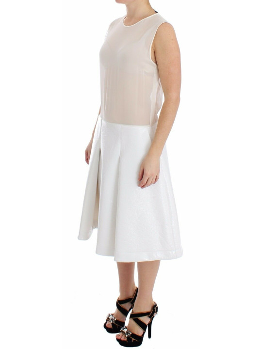 Dresses Elegant White Silk-Wool Blend Tank Dress 650,00 € 7333413027672 | Planet-Deluxe