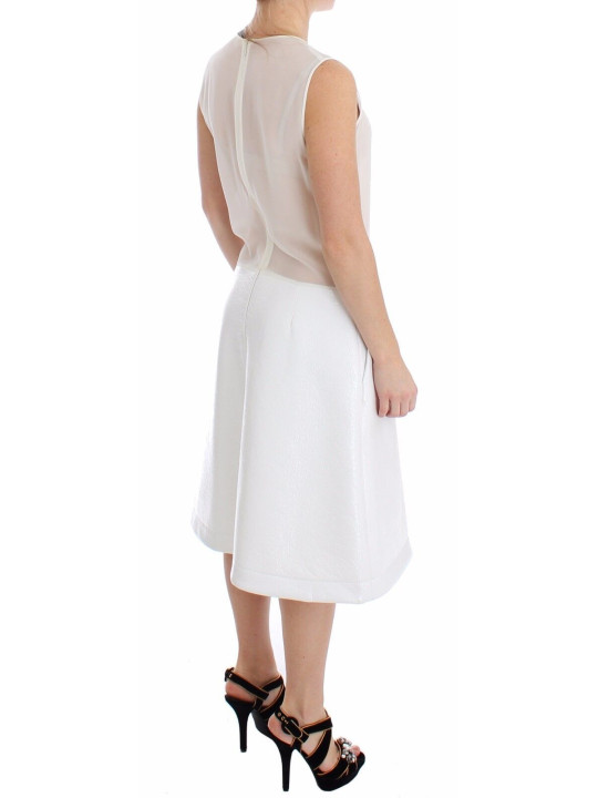 Dresses Elegant White Silk-Wool Blend Tank Dress 650,00 € 7333413027672 | Planet-Deluxe