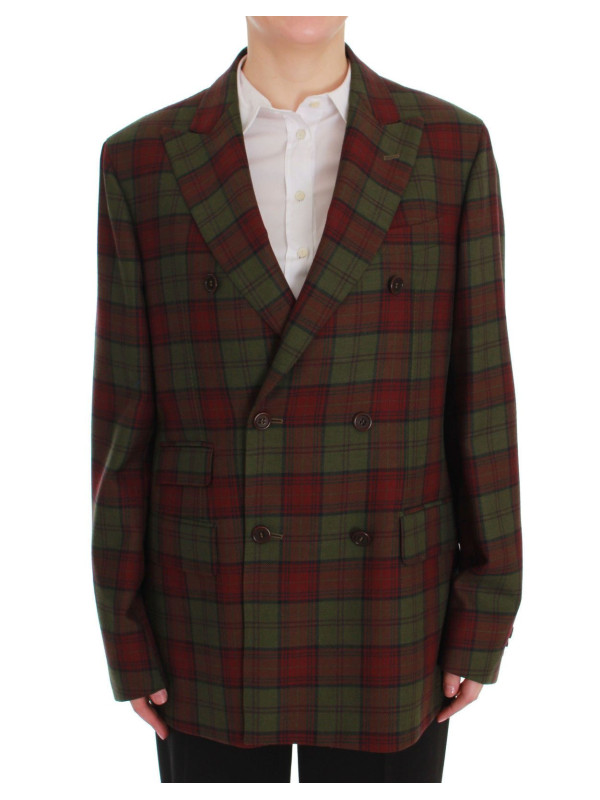 Jackets & Coats Elegant Checkered Double-Breasted Wool Blazer 500,00 € 7333413027504 | Planet-Deluxe