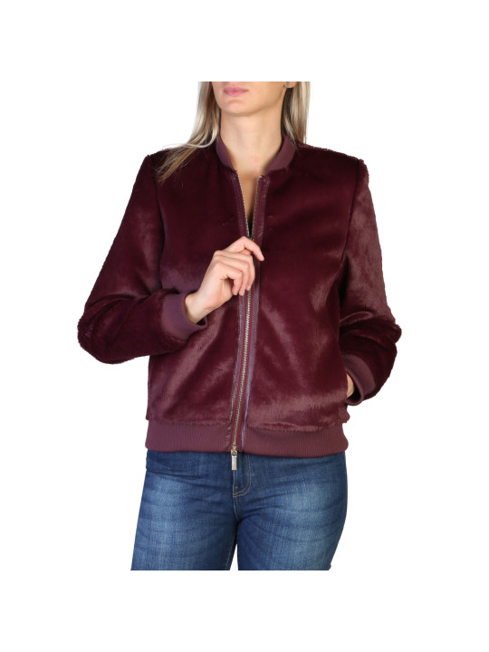 Violette Samt Bomberjacke mit Reißverschluss