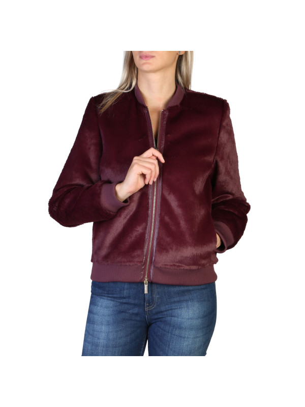 Violette Samt Bomberjacke mit Reißverschluss Violette Samt Bomberjacke mit Reißverschluss