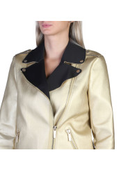 Goldene Bikerjacke mit schwarzem Kragen