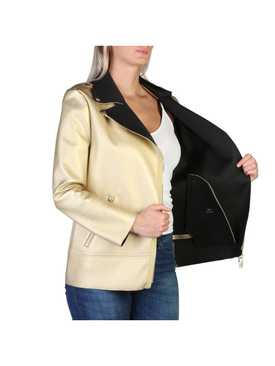 Gelbe Armani Exchange Lederjacke mit Reißverschlüssen