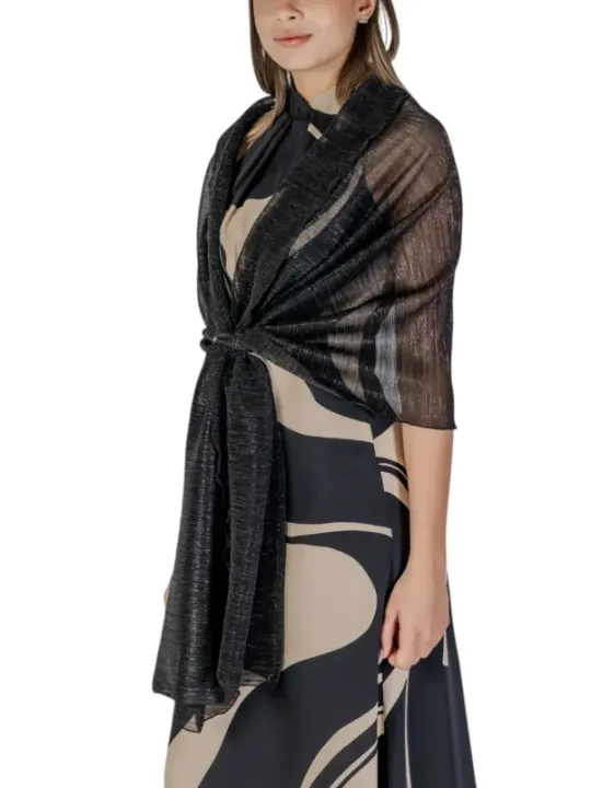 Abstrakter Schal in Schwarz und Beige