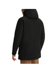 Schwarze Wolljacke mit Kapuze