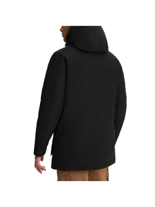 Schwarze Wolljacke mit Kapuze
