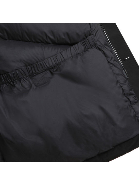 Schwarze gesteppte Daunenjacke mit Bund