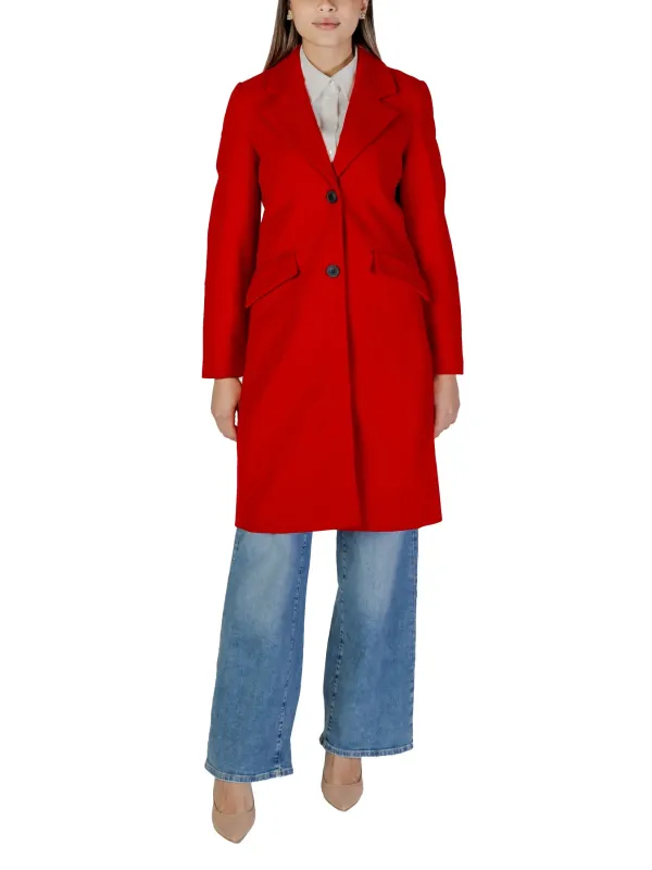 Langer roter Wollmantel Vero Moda Langer roter Wollmantel Vero Moda