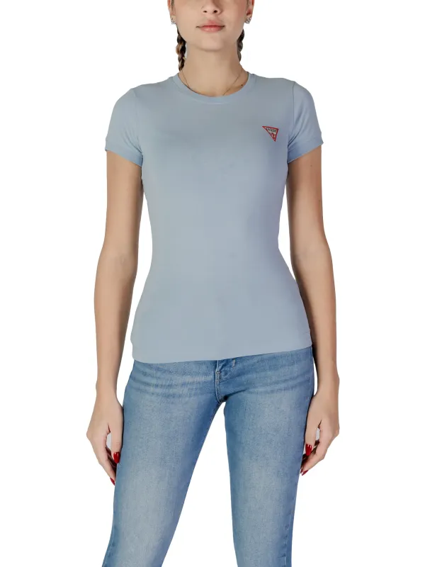 Graues Guess Logo T-Shirt für Damen Graues Guess Logo T-Shirt für Damen