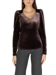 Dunkelbraunes Samtbluse mit Schulterpolstern