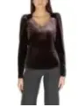 Dunkelbraunes Samtbluse mit Schulterpolstern