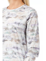 Shirts Elegant Fantasy Print Round Neck Cotton Blouse 160,00 € 2000044256997 | Planet-Deluxe