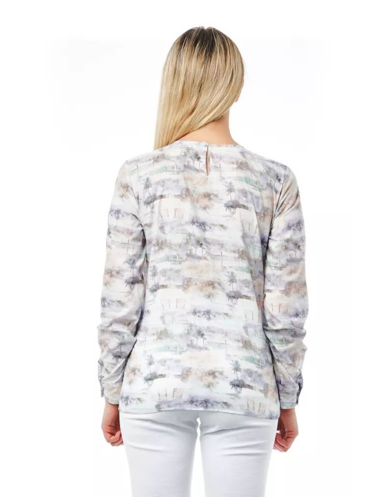 Shirts Elegant Fantasy Print Round Neck Cotton Blouse 160,00 € 2000044256997 | Planet-Deluxe