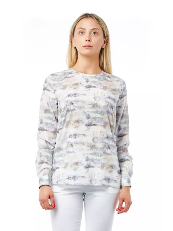 Shirts Elegant Fantasy Print Round Neck Cotton Blouse 160,00 € 2000044256997 | Planet-Deluxe