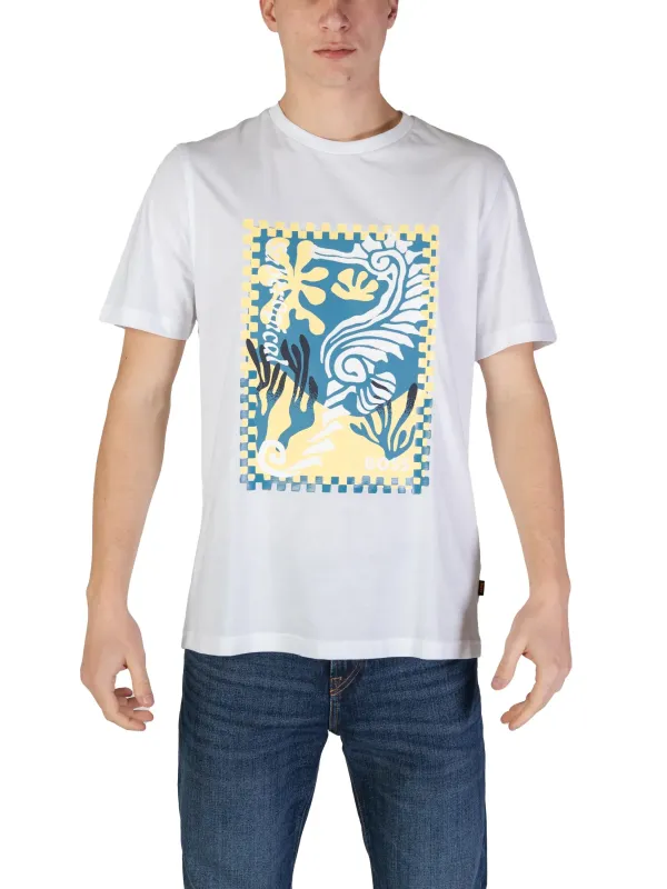Weißes T-Shirt mit floralem Design Weißes T-Shirt mit floralem Design