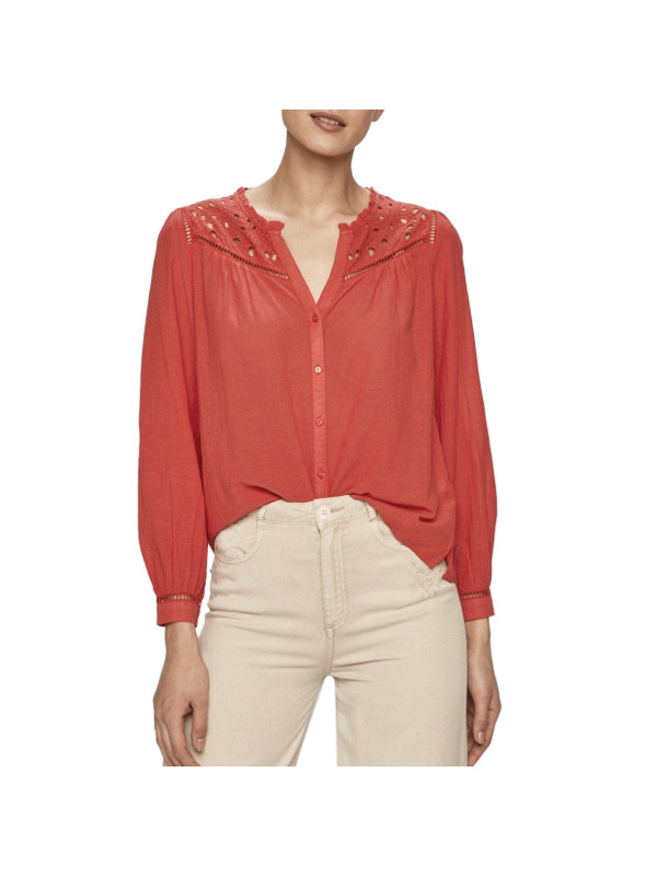 Rote Bluse mit Stickerei Details Rote Bluse mit Stickerei Details
