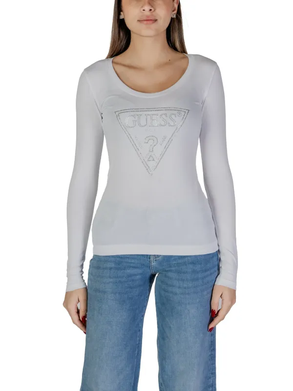 Weißes Guess Logo Langarmshirt Damen Weißes Guess Logo Langarmshirt Damen