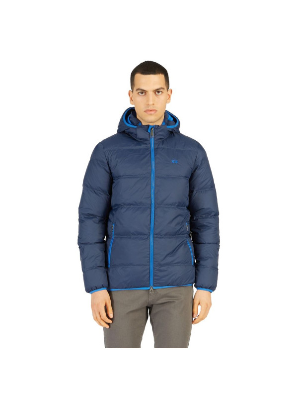 Jackets Elegant Blue High-Collar Men's Puffer Jacket 310,00 € 7613431371477 | Planet-Deluxe