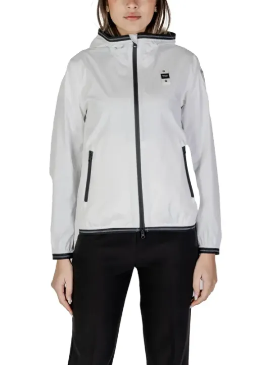 Weiße Blauer Windbreaker Jacke Sportlich