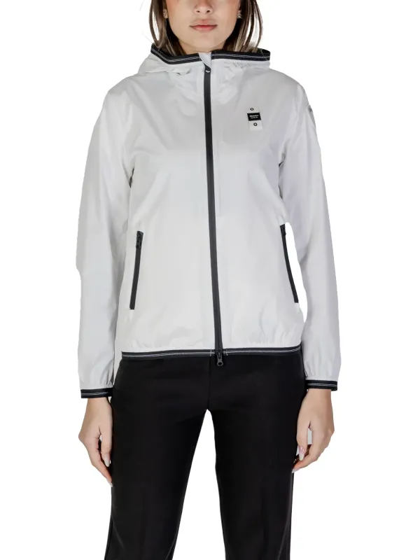 Weiße Blauer Windbreaker Jacke Sportlich