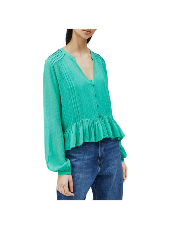 Grüne, transparente Bluse mit Polka-Punkten Grüne, transparente Bluse mit Polka-Punkten
