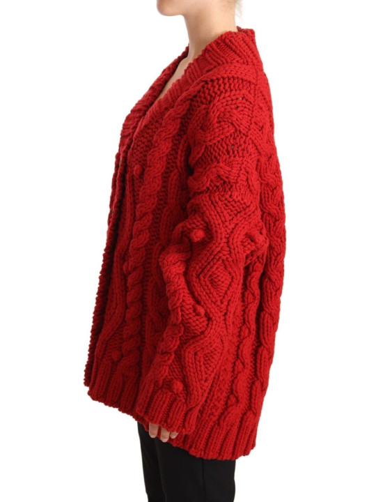 Sweaters Ravishing Red Virgin Wool Cardigan 3.420,00 € 8057155466191 | Planet-Deluxe