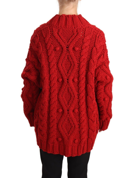 Sweaters Ravishing Red Virgin Wool Cardigan 3.420,00 € 8057155466191 | Planet-Deluxe
