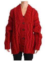 Sweaters Ravishing Red Virgin Wool Cardigan 3.420,00 € 8057155466191 | Planet-Deluxe