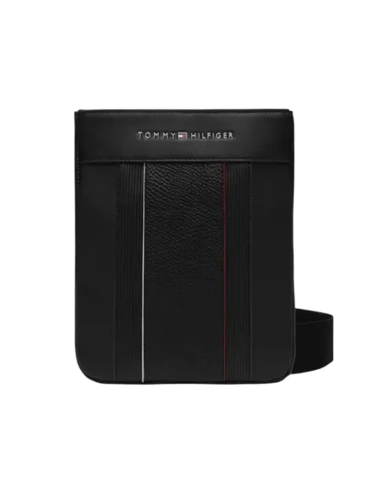 Schwarze Tommy Hilfiger Leder Umhängetasche