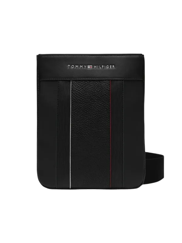 Schwarze Tommy Hilfiger Leder Umhängetasche Schwarze Tommy Hilfiger Leder Umhängetasche