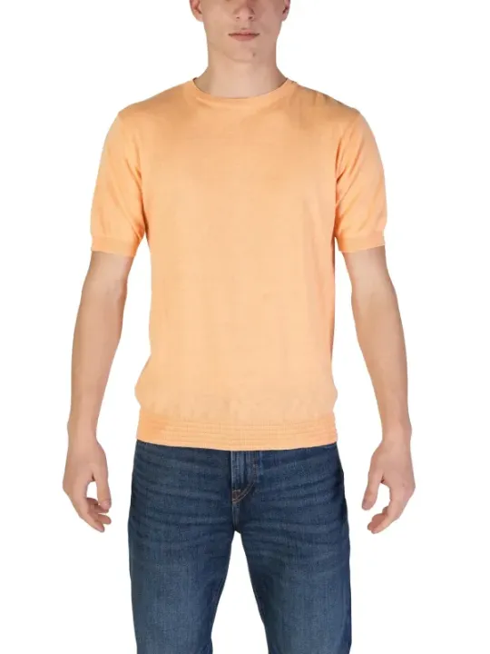 Orange Baumwoll-T-Shirt, kurzärmelig, schlank