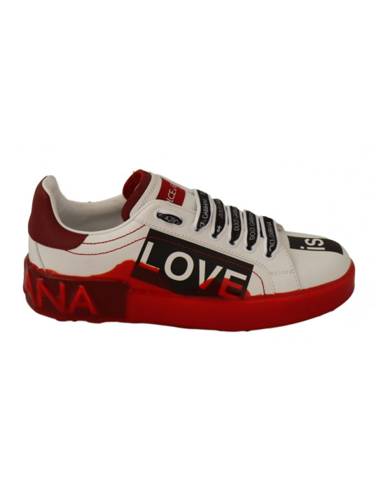 Ak Le günstig Kaufen-Asymmetrical Graphic Leather Sneakers. Asymmetrical Graphic Leather Sneakers <![CDATA[Step into luxury with these Dolce & Gabbana sneakers from the exclusive Portofino line. Flaunting an asymmetrical black and white graphic print, these kicks are a testam