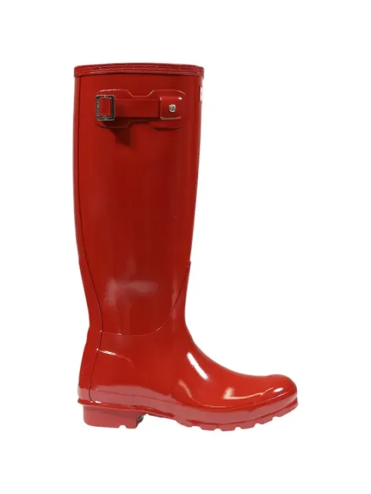 Rote glänzende Hunter Regenstiefel