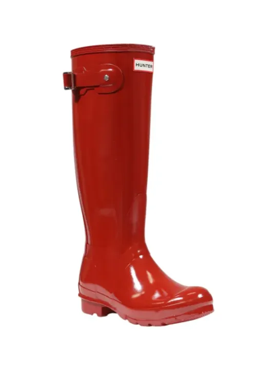 Rote Hunter Gummistiefel mit Schnalle