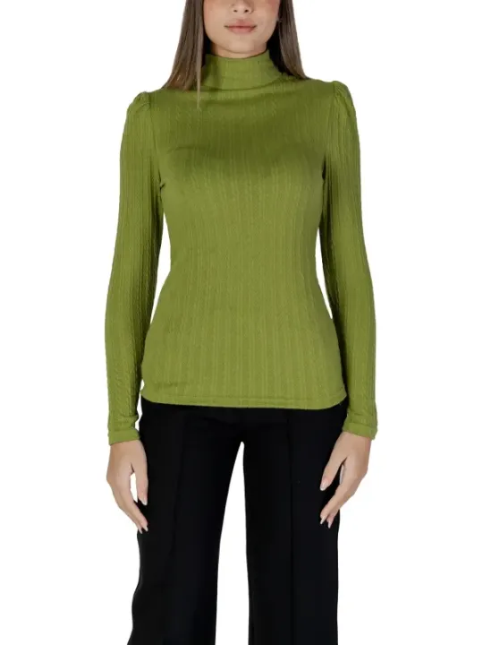 Grüne Seidenbluse mit Puffärmeln