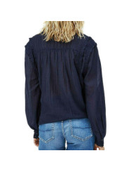 Dunkelblaue Bluse mit Rüschen detail