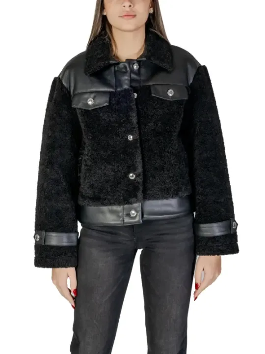 Graue Kunstleder und Teddyjacke Morgan