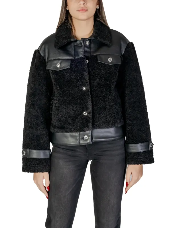 Graue Kunstleder und Teddyjacke Morgan