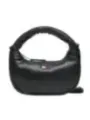 Schwarze Lederhandtasche mit gebogenem Griff