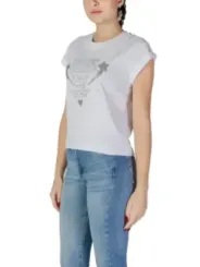 Weißes T-Shirt mit abgeschnittenen Ärmeln