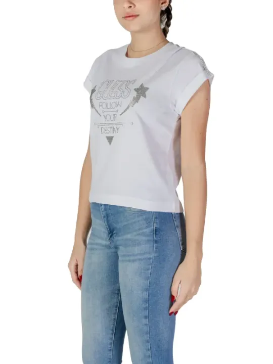Weißes T-Shirt mit abgeschnittenen Ärmeln