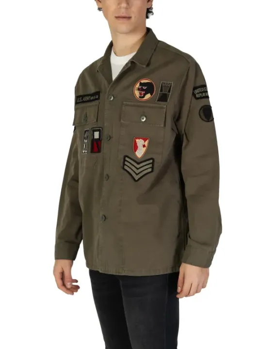 Replay 480960 Militärjacke olivgrün Baumwolle
