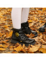 Schwarze Lederstiefeletten mit Schnallen