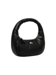 Schwarze Lederhandtasche mit Rundgriff