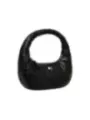 Schwarze Lederhandtasche mit Rundgriff